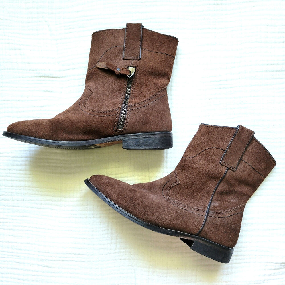 Boden Womens 38 US 7 Brown Genuine Suede Leather Boots Western Cowgirl Chelsea